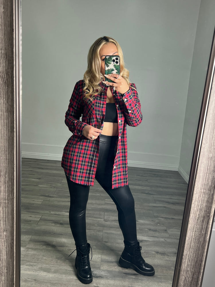 Boyfriend Flannel Top (Red)