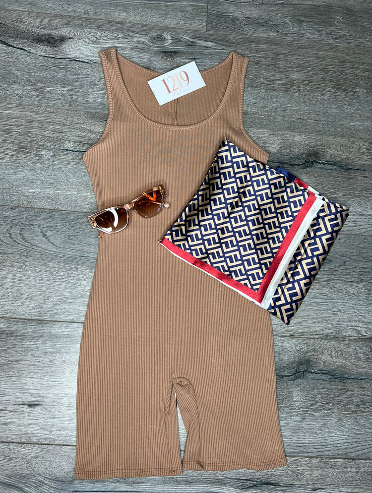 Amber Short Jumpsuit (Tan)