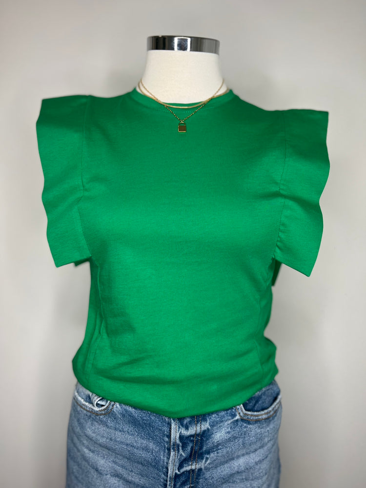 Ruffle Solid Top (Green)