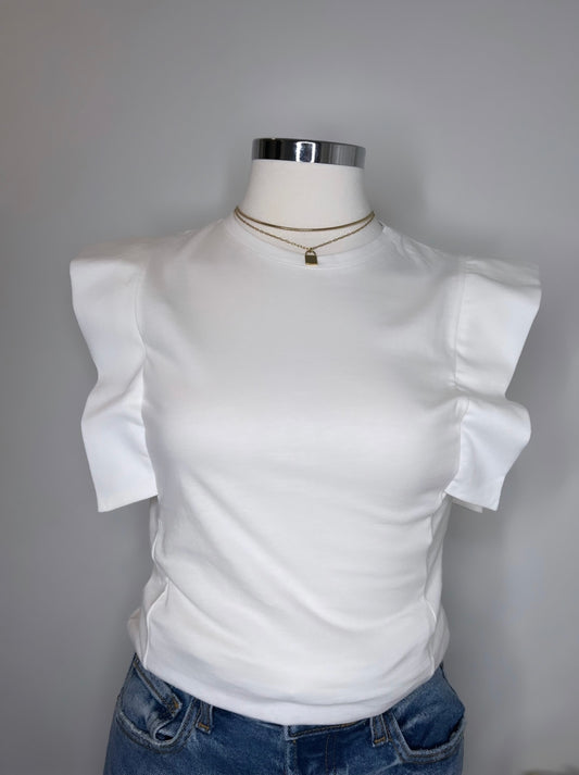 Ruffle Solid Top (White)