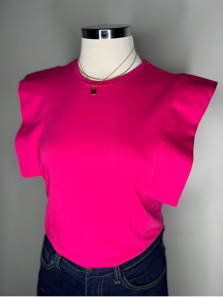 Ruffle Solid Top (Fuchsia)