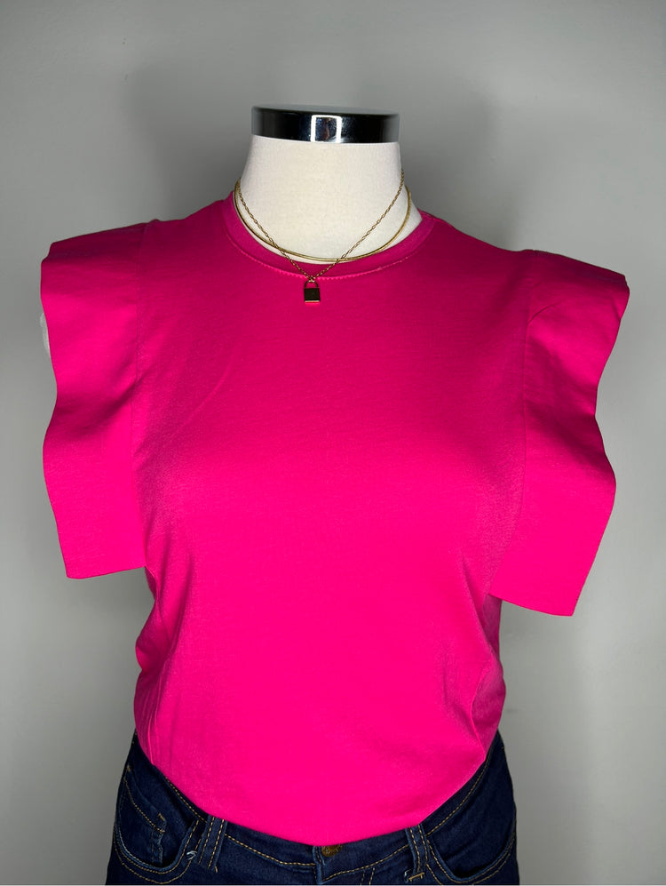 Ruffle Solid Top (Fuchsia)