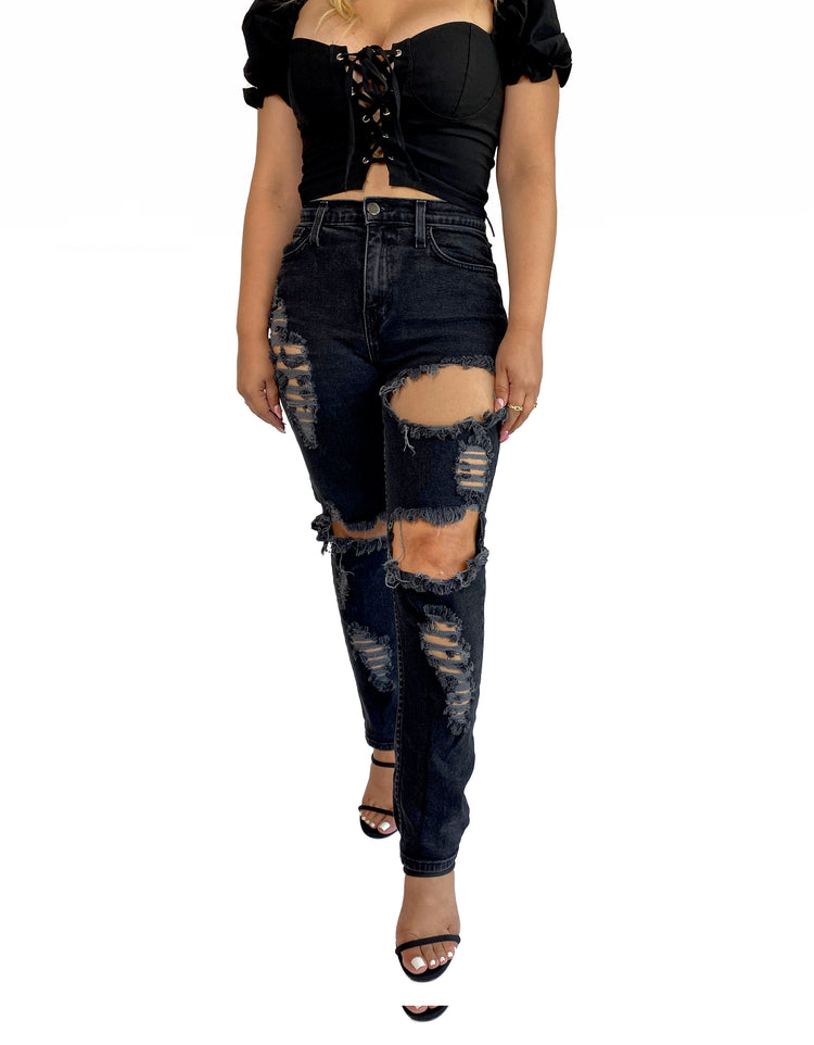 Shay Mom Jeans (Black)